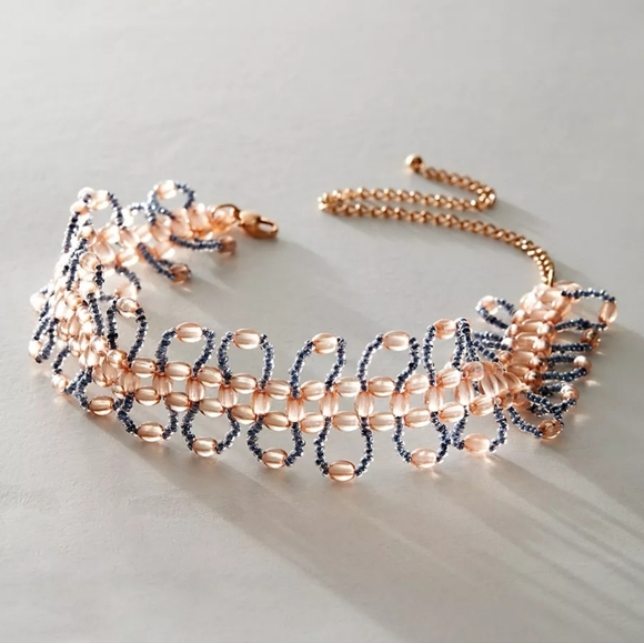 Free People, Fleurie Choker Necklace, Blue/Peach - NEW!! - Picture 1 of 6